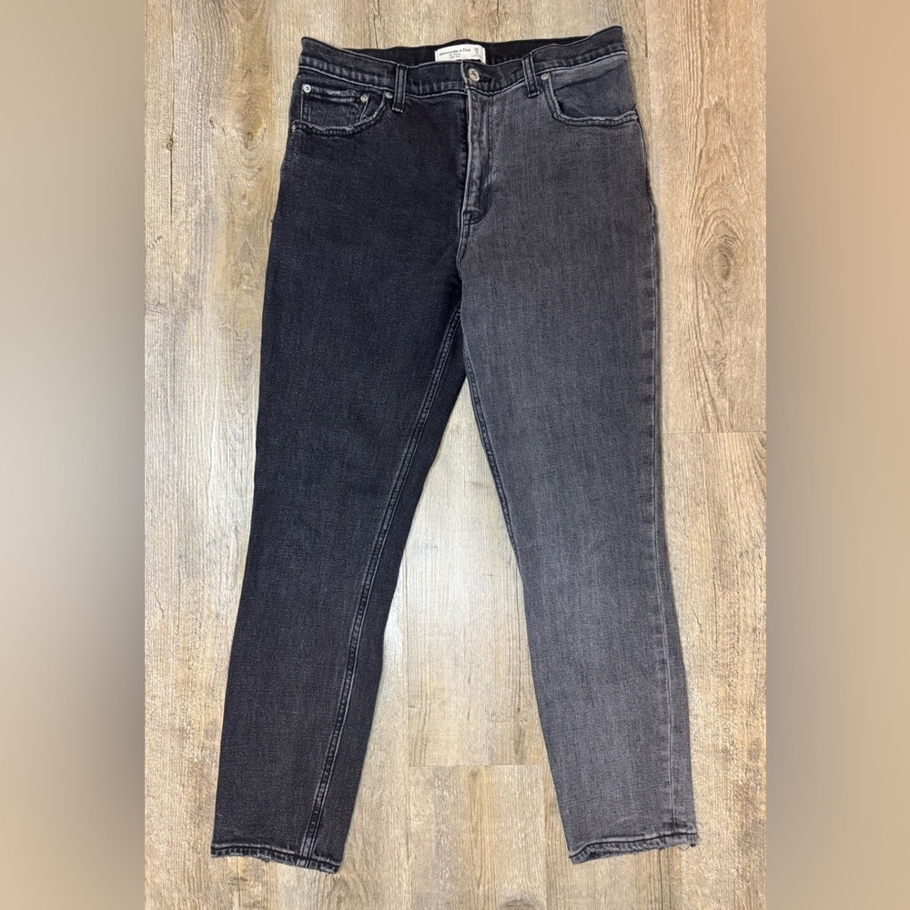 Abercrombie & Fitch The Skinny High Rise 2-tone Black & Gray Jeans, Size 28/6R